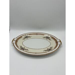 13" Meito Barclay Oval Classy Dining Serving Platter Ivory China Occupied Japan